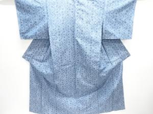 抽象模様織出し手織り節紬単衣着物アンサンブル